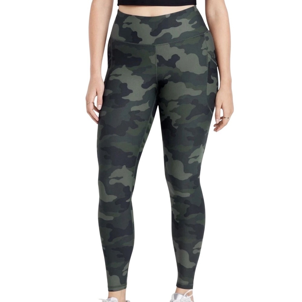 Old Navy Womens Powersoft Go Dry High Waist Athletic Leggings Camo Print Large L